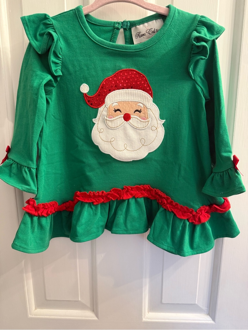 Rare Editions Girls Christmas Santa 2 Piece Outfit Set 18M Ruffle Holiday